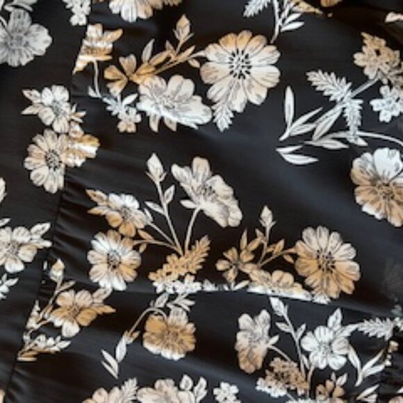 J. Crew Mercantile Maxi Dress Black/White Floral Tiered Strappy, Size 8 - Picture 5 of 11